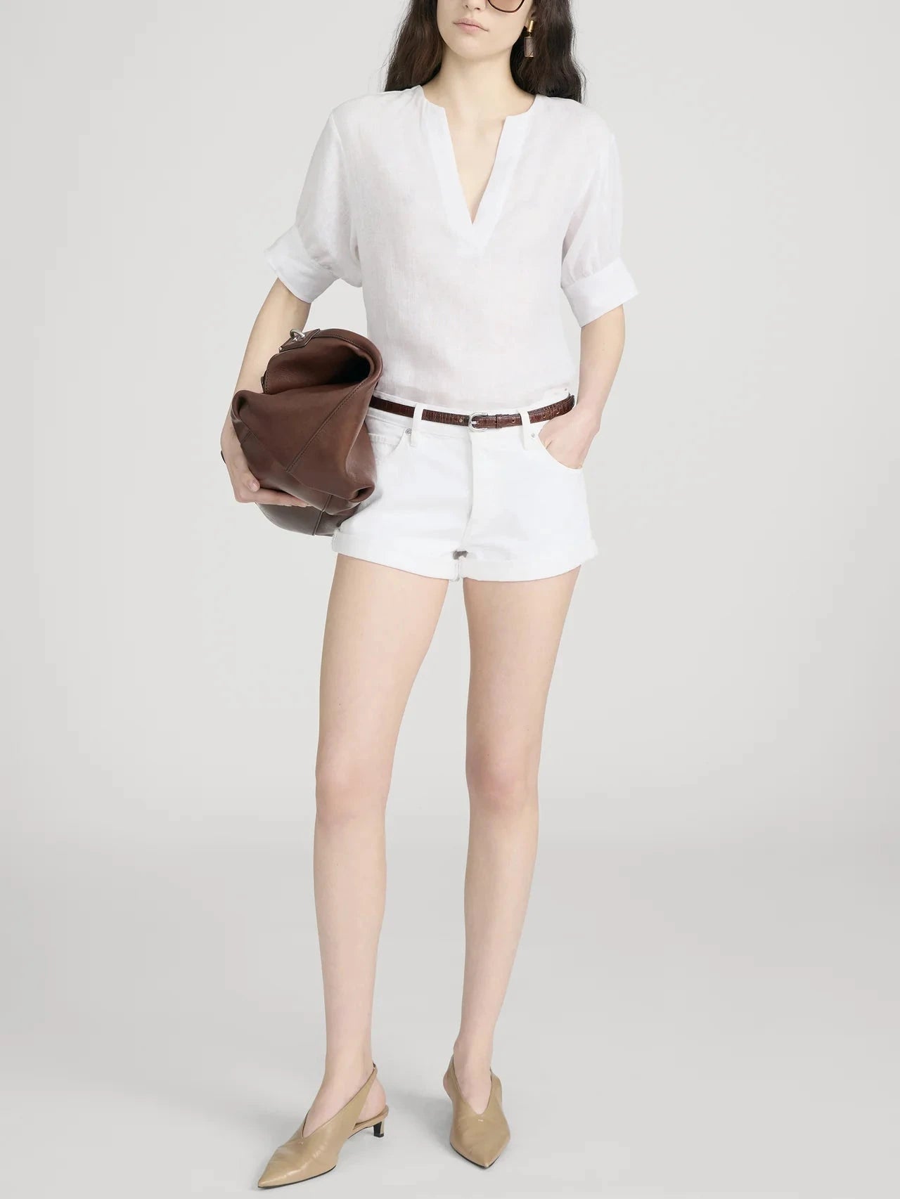 Linen V-Neck Popover Top-Tops/Blouses-Uniquities