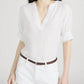 Linen V-Neck Popover Top-Tops/Blouses-Uniquities