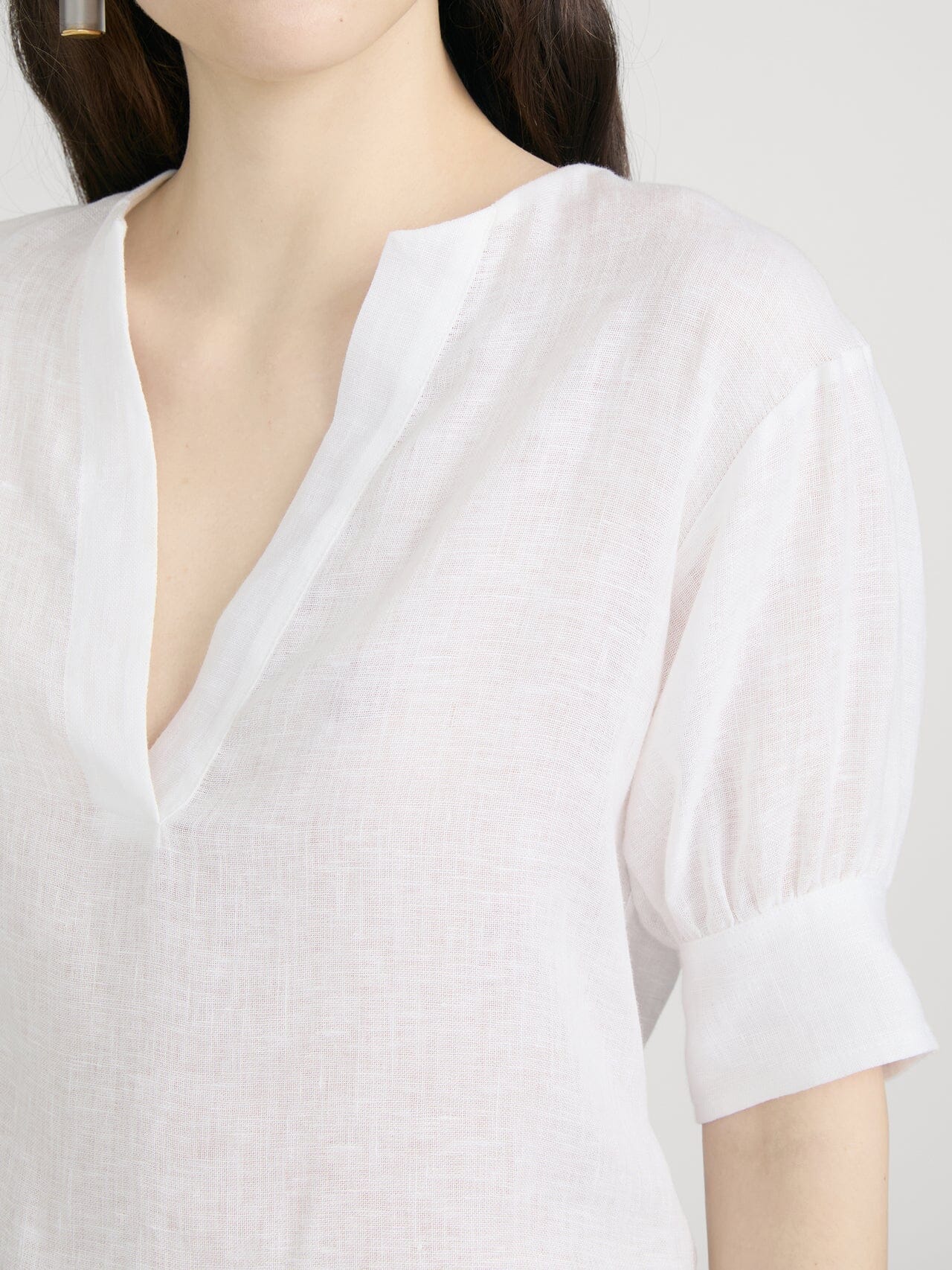 Linen V-Neck Popover Top-Tops/Blouses-Uniquities