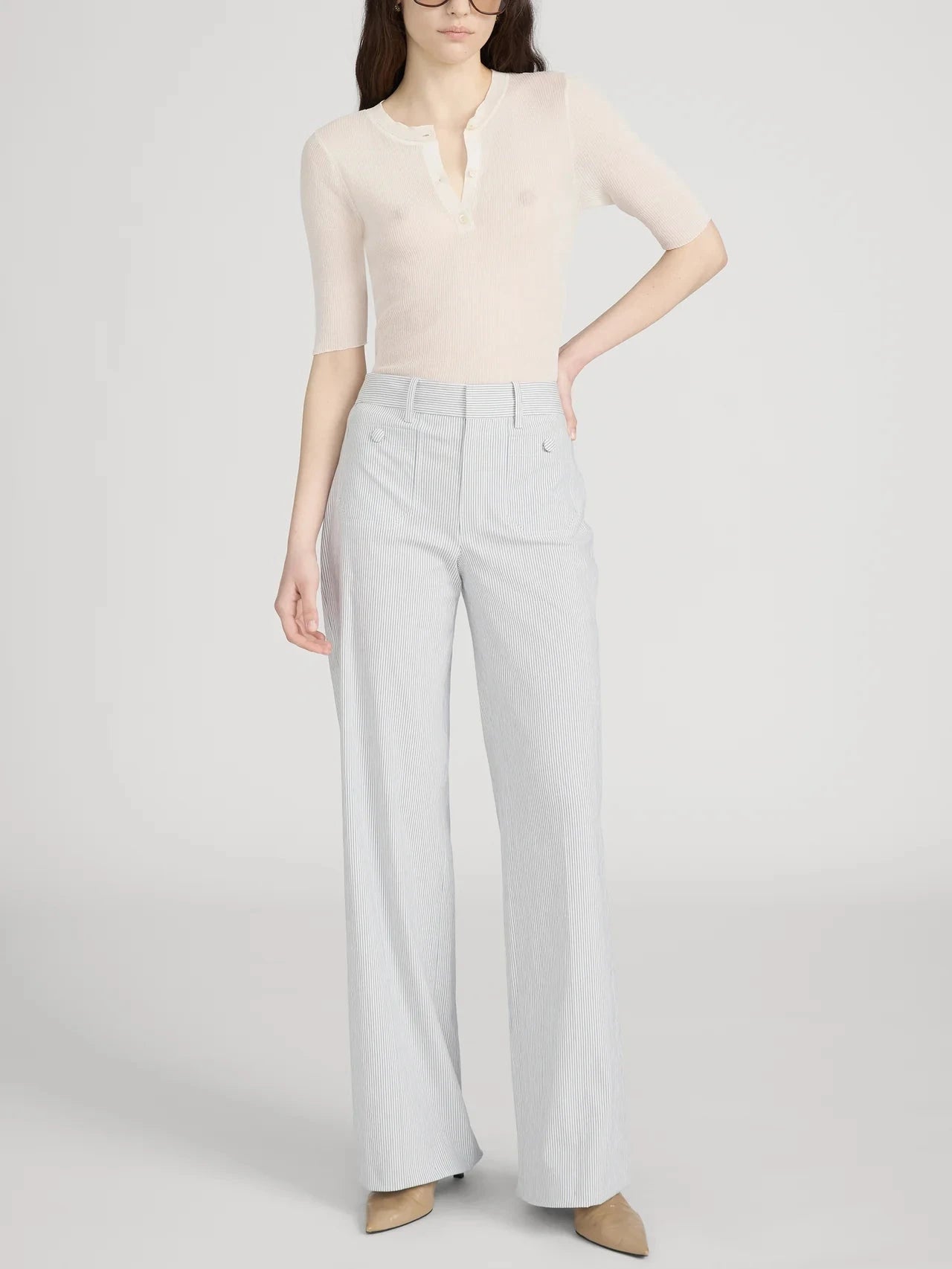 Stripe Modernist Pocket Trouser-Denim-Uniquities