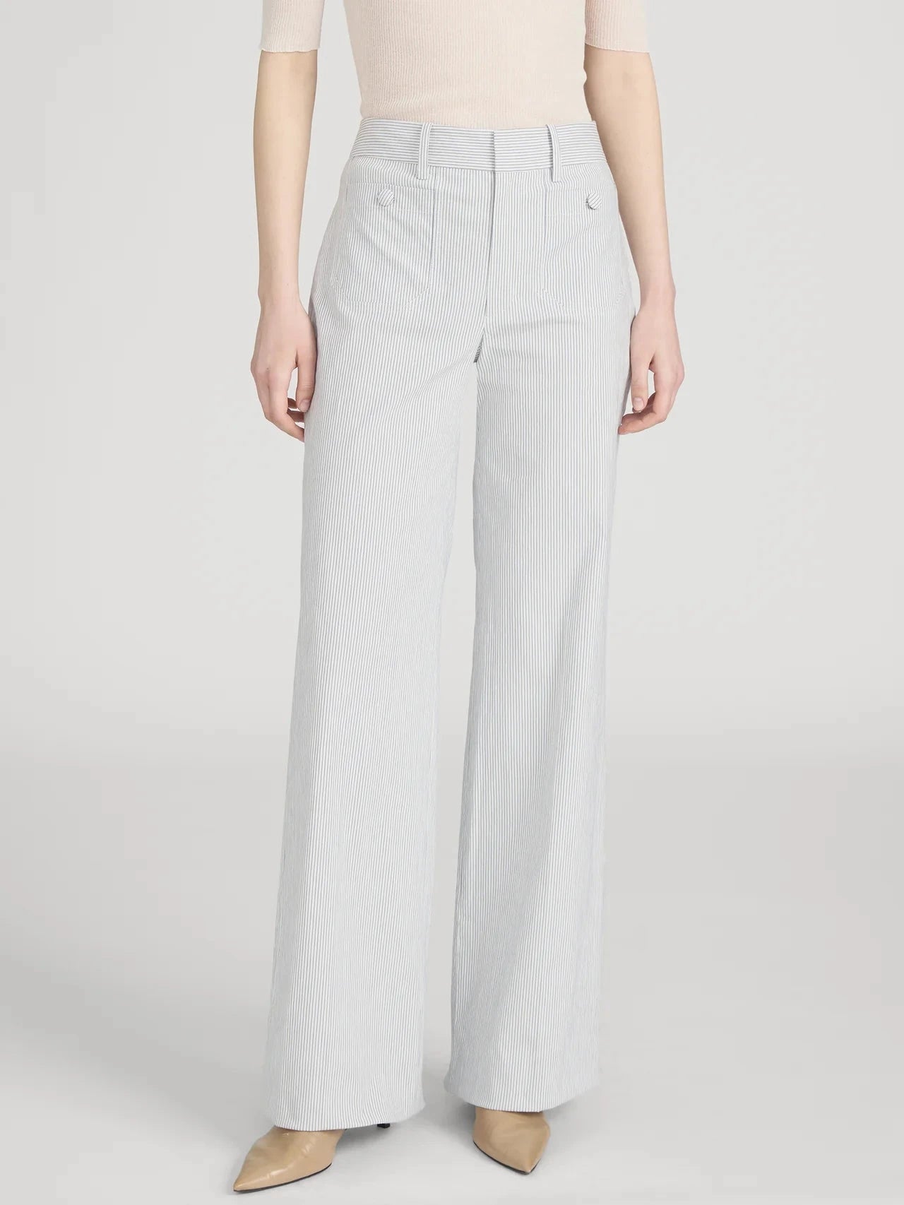 Stripe Modernist Pocket Trouser-Denim-Uniquities