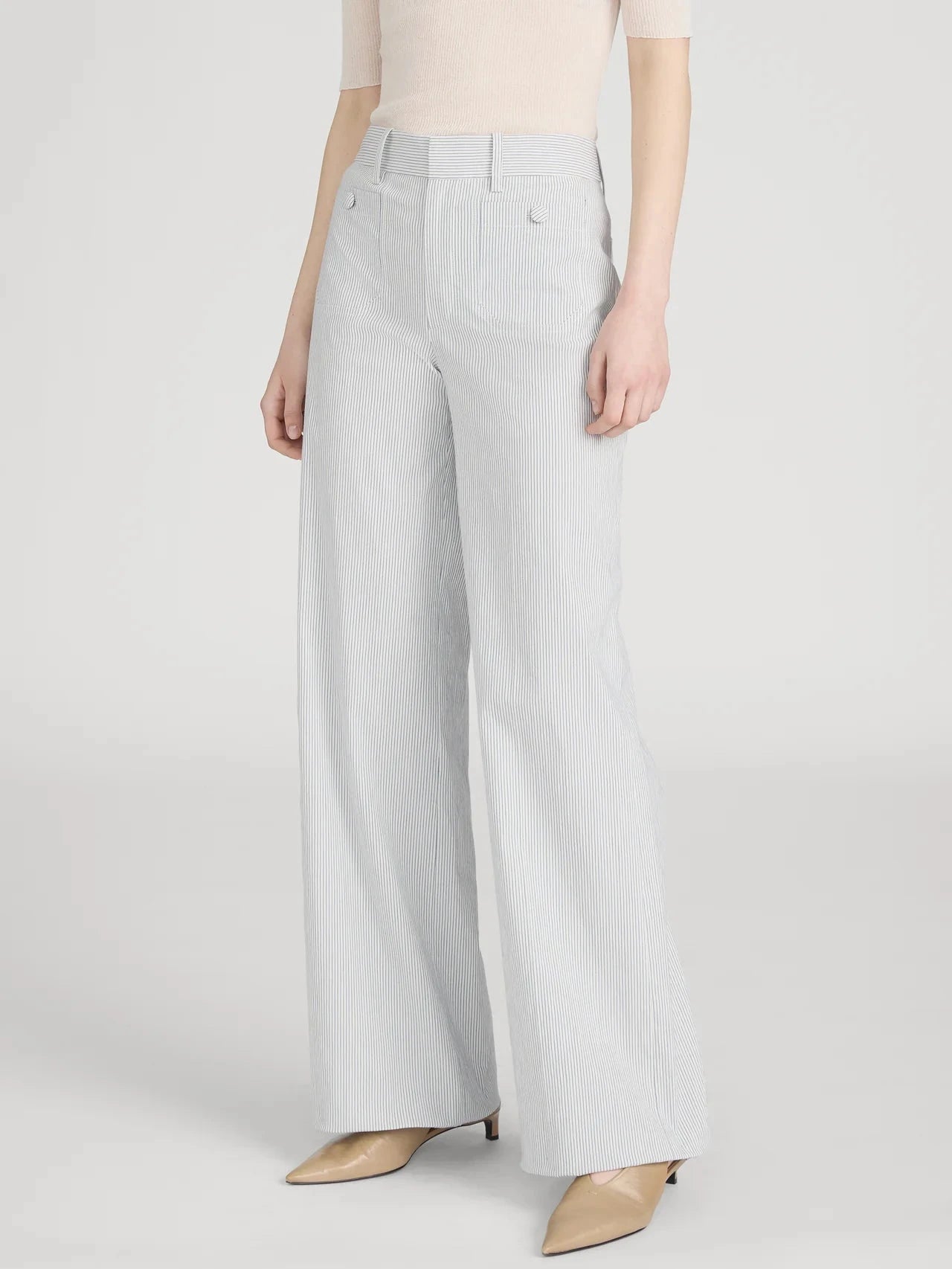 Stripe Modernist Pocket Trouser-Denim-Uniquities