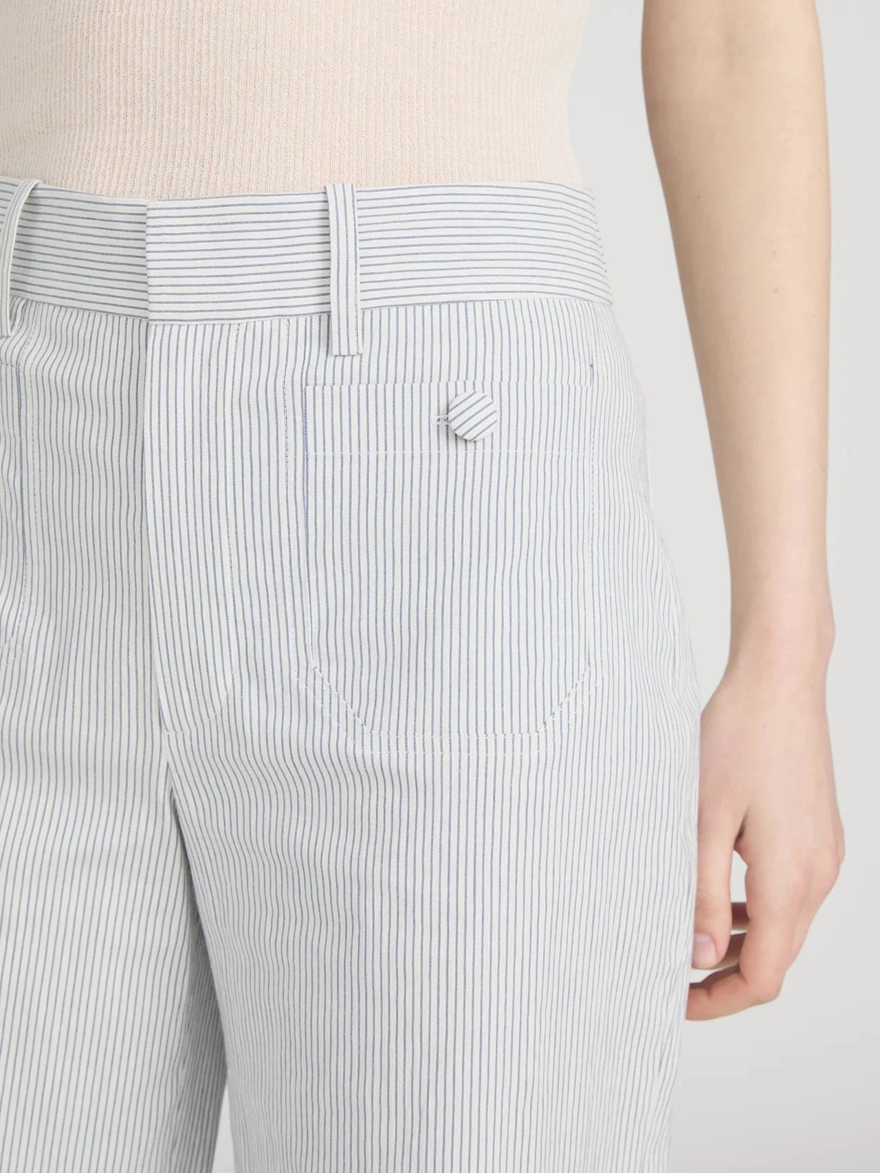 Stripe Modernist Pocket Trouser-Denim-Uniquities