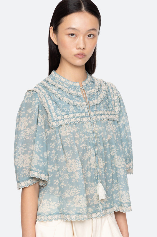 Kirsten Print Short Sleeve Top-Tops/Blouses-Uniquities
