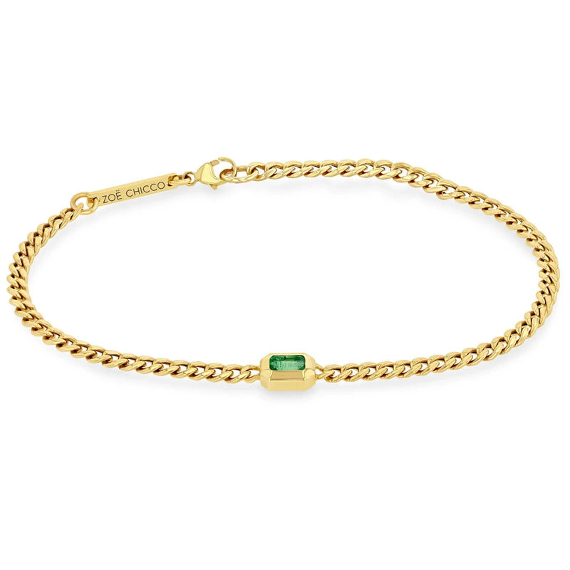 14k Curb Emerald Bracelet-Jewelry-Uniquities