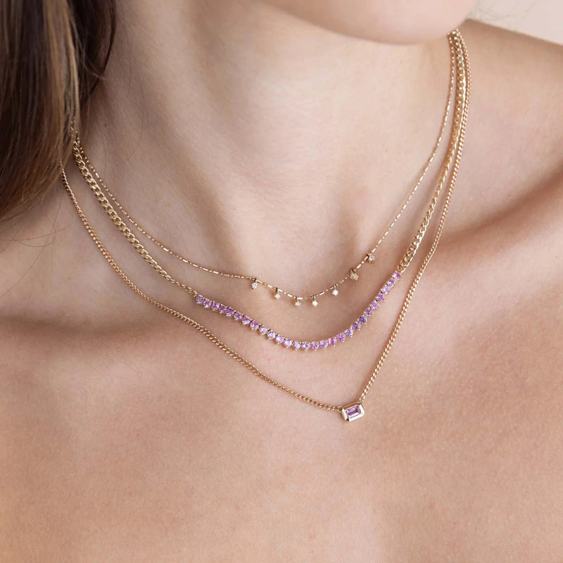 14k 7 Prong Diamond Chain Necklace-Jewelry-Uniquities