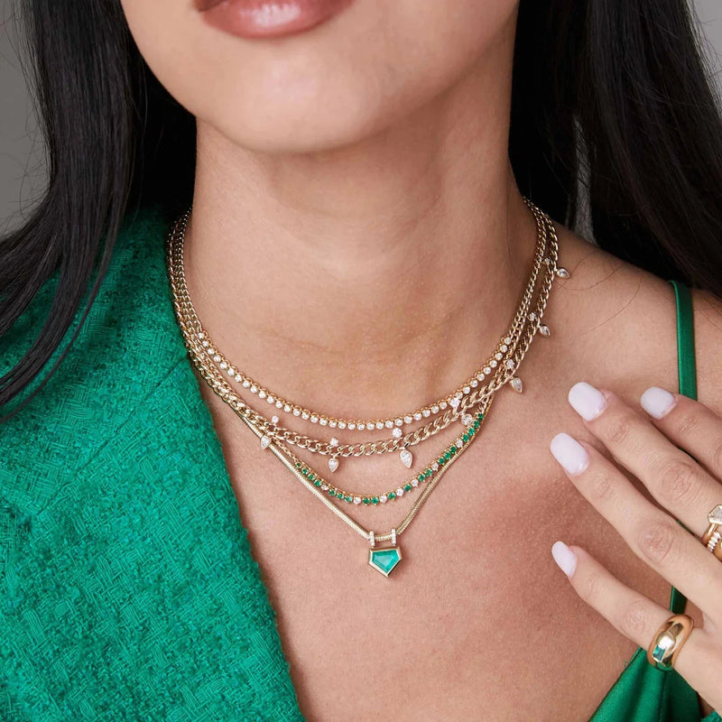 14k Diamond Bezel Tennis Necklace-Jewelry-Uniquities