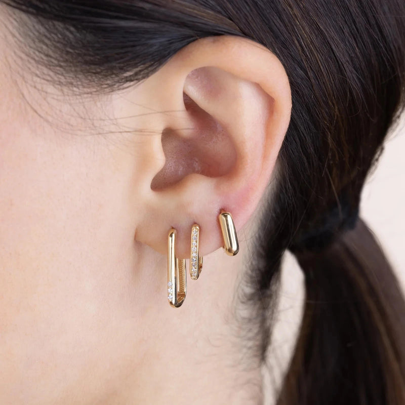14k Pave Diamond Oval Hoops-Jewelry-Uniquities
