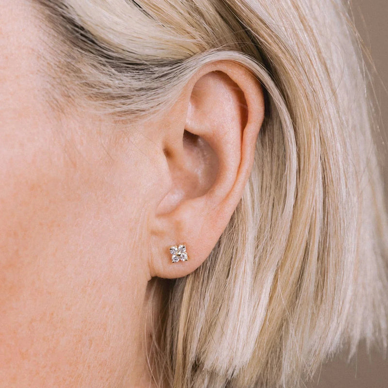 14k Prong Diamond Quad Studs-Jewelry-Uniquities