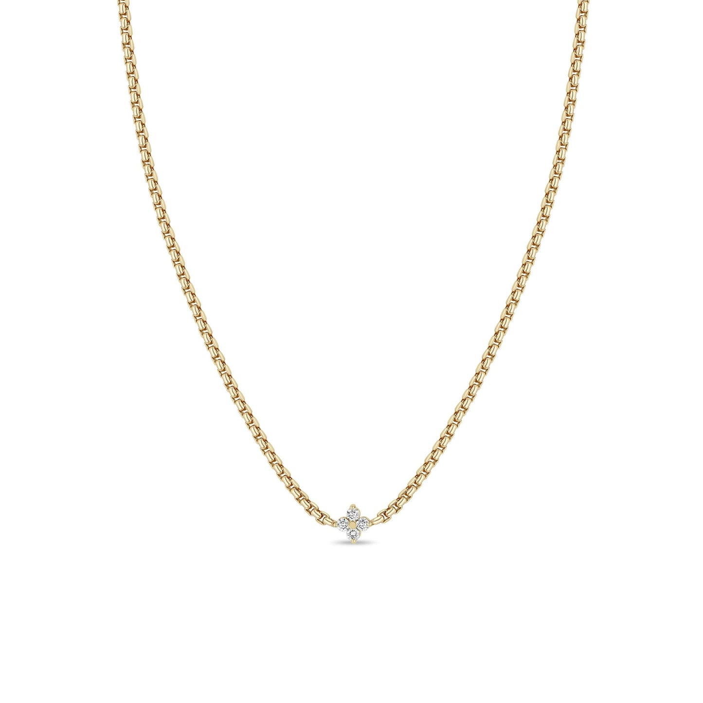 14k Prong Diamond Quad Chain Necklace-Jewelry-Uniquities