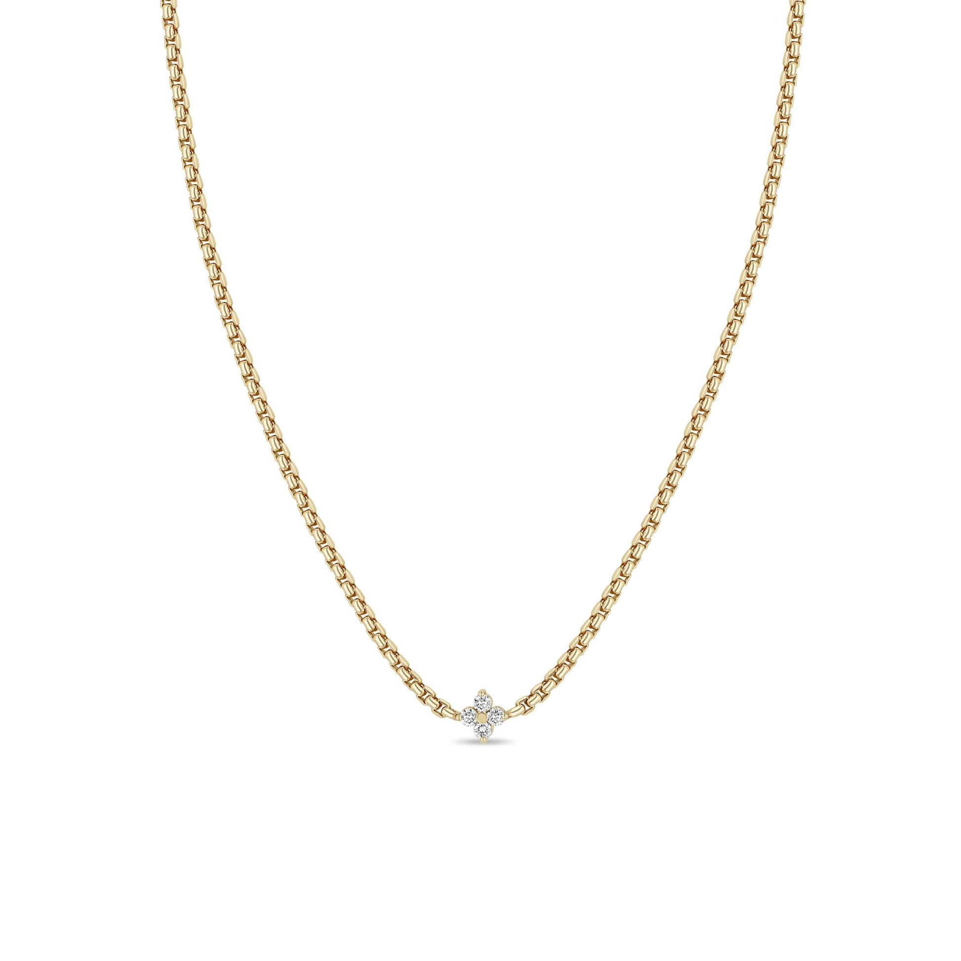 14k Prong Diamond Quad Chain Necklace-Jewelry-Uniquities