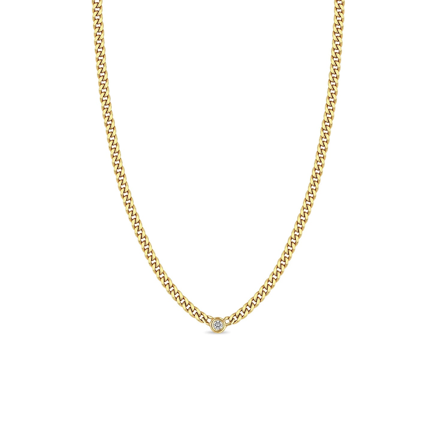 14k Small Curb Chain Diamond Necklace-Jewelry-Uniquities