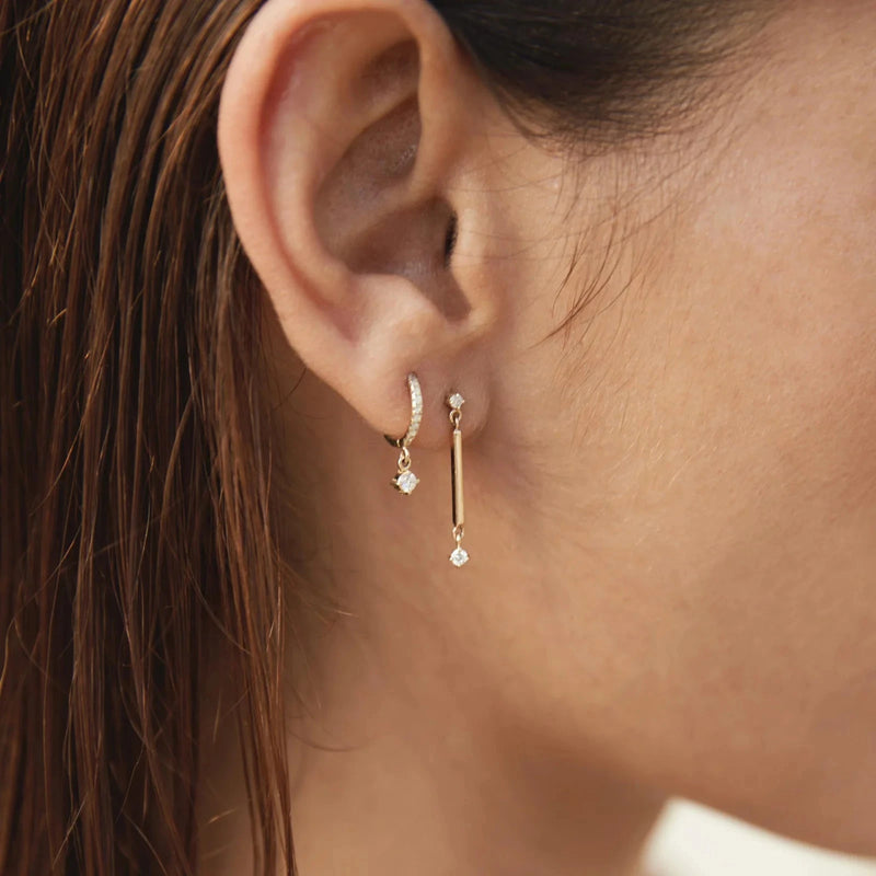 14k Dangling Pave Diamond Earrings-Jewelry-Uniquities