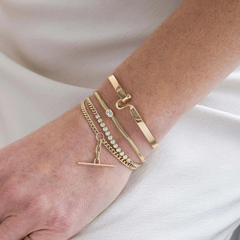 14k Emerald Cut Chain Bracelet-Jewelry-Uniquities