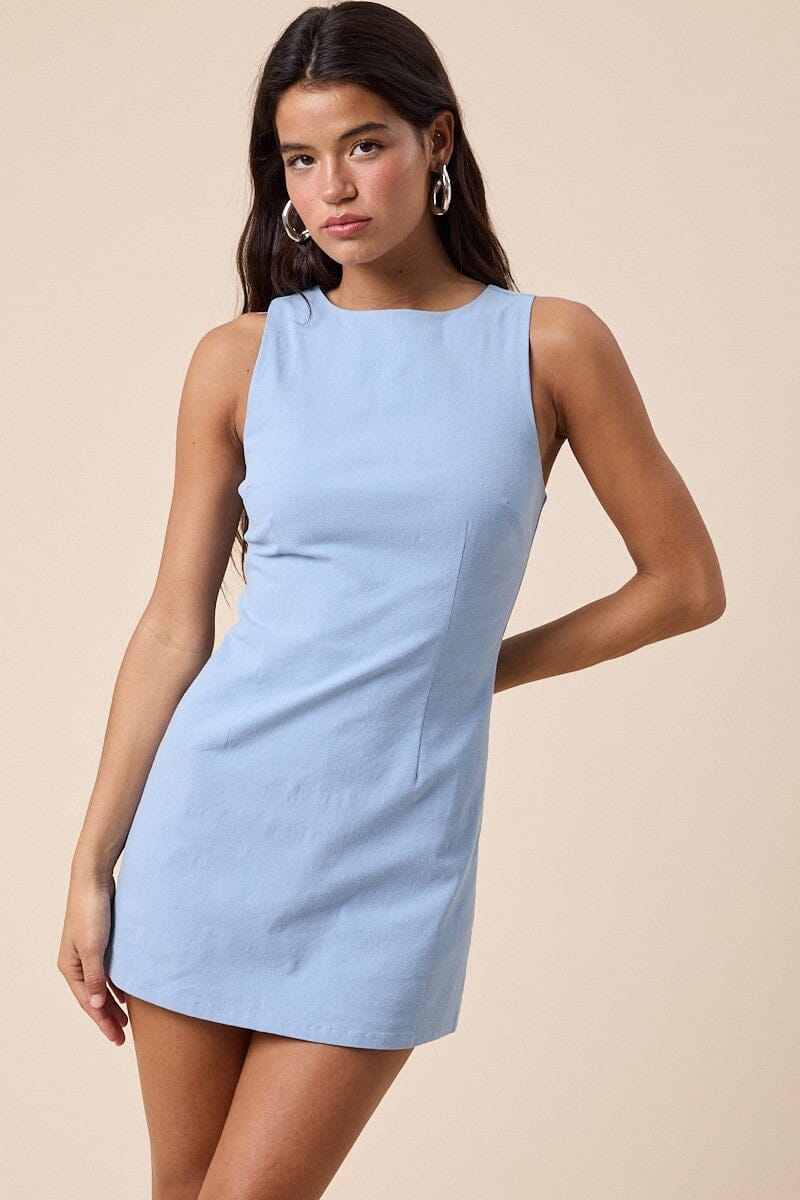Boat Neck Dress With Shorts-Dresses-Uniquities