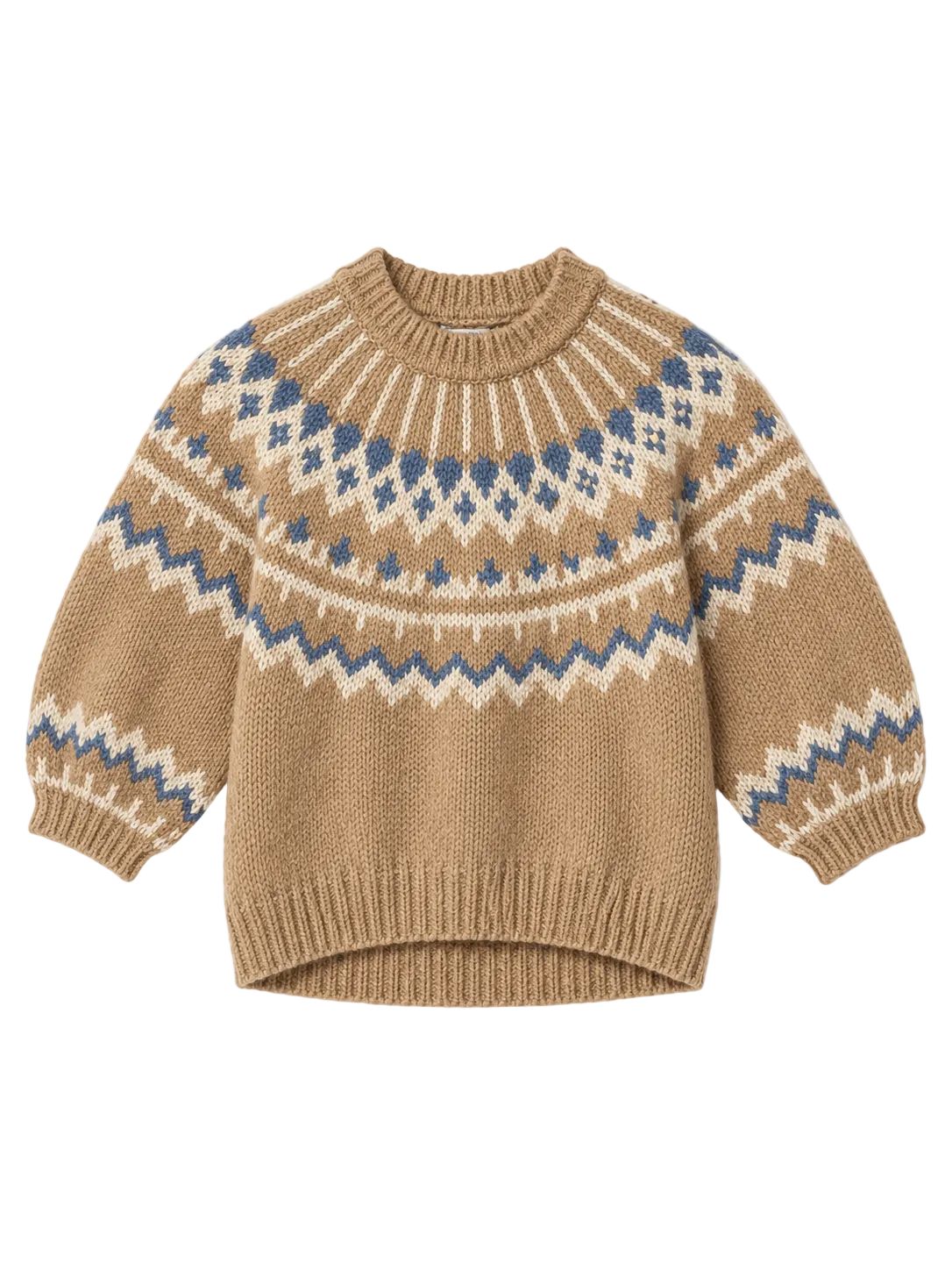 Puff Sleeve Fairisle Crew-Sweaters-Uniquities
