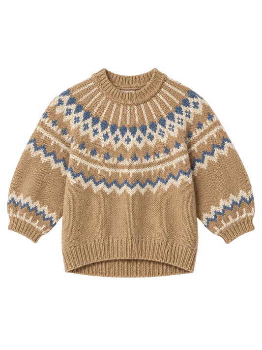 Puff Sleeve Fairisle Crew-Sweaters-Uniquities