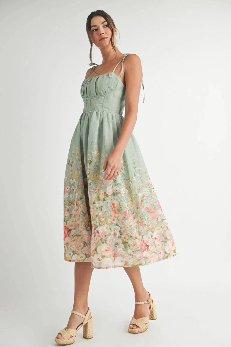 Amelia Flora Midi Dress-Dresses-Uniquities