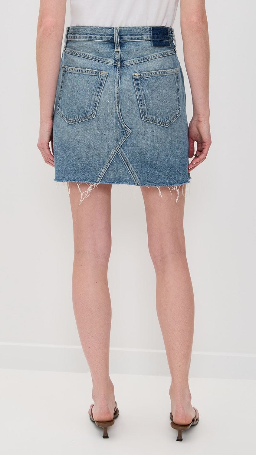 Alexis Skirt With Raw Cut Hem-Denim-Uniquities
