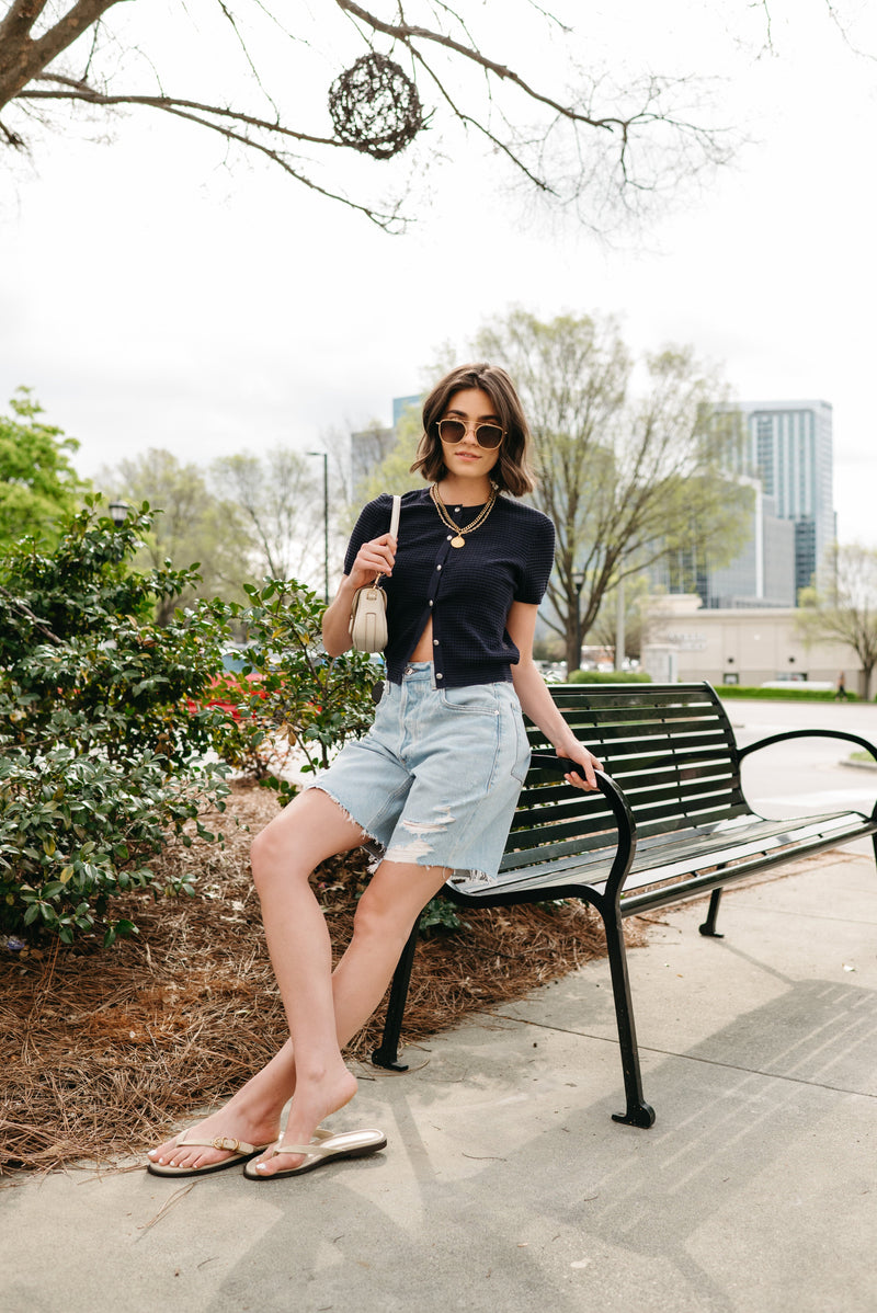 Eloise Short Sleeve Cardigan-Sweaters-Uniquities
