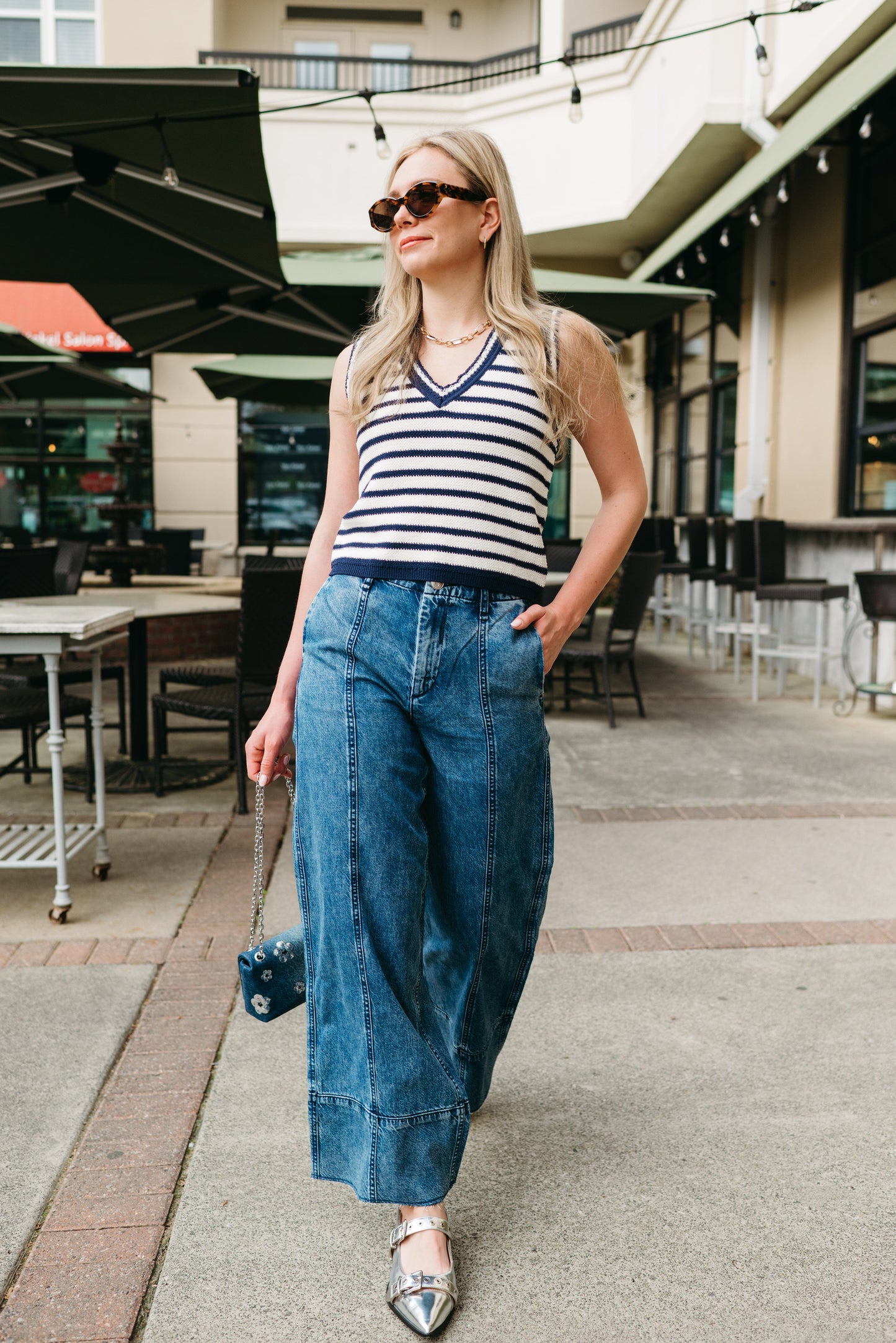 Arianna Cropped Palazzo Jeans-Denim-Uniquities