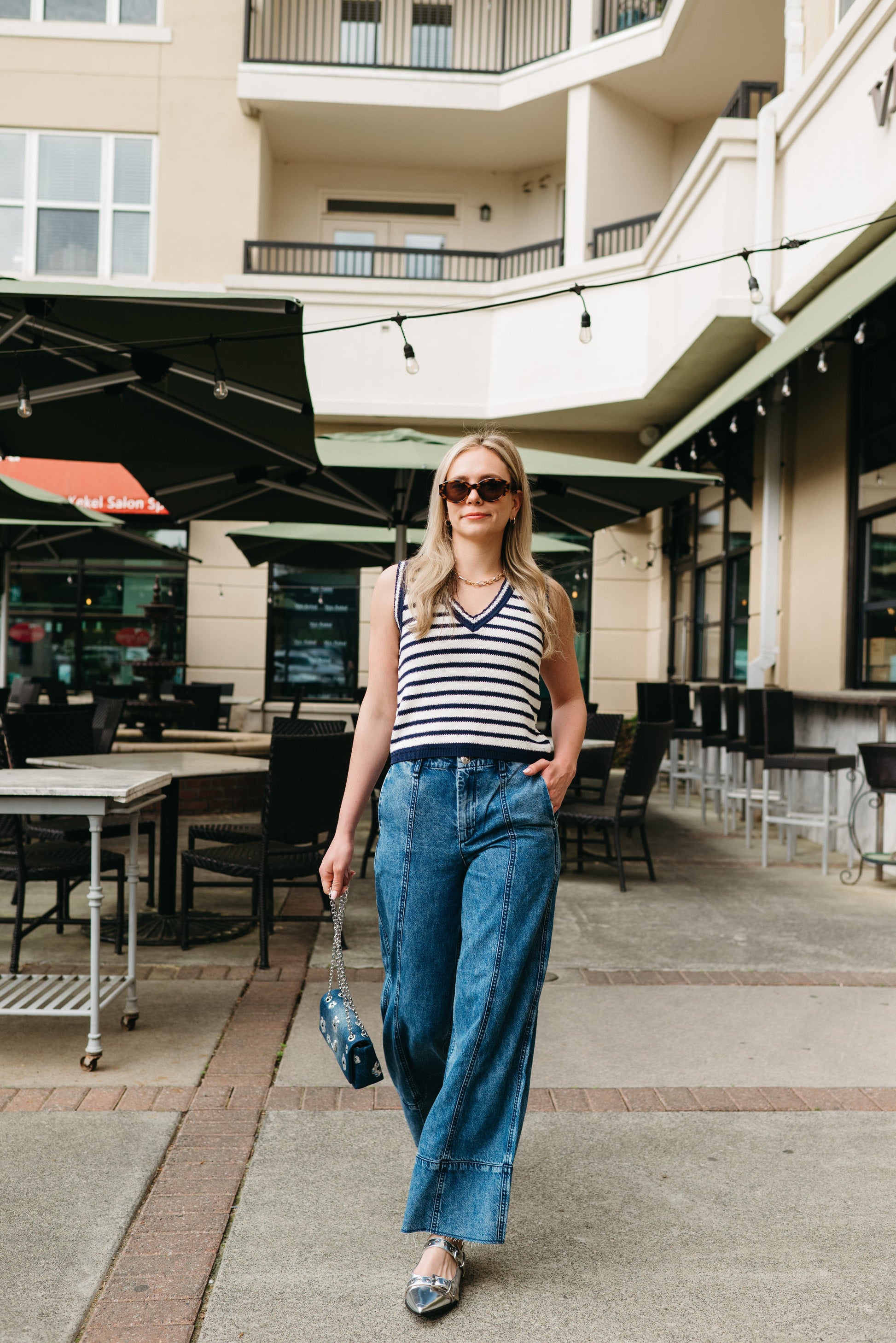 Arianna Cropped Palazzo Jeans-Denim-Uniquities