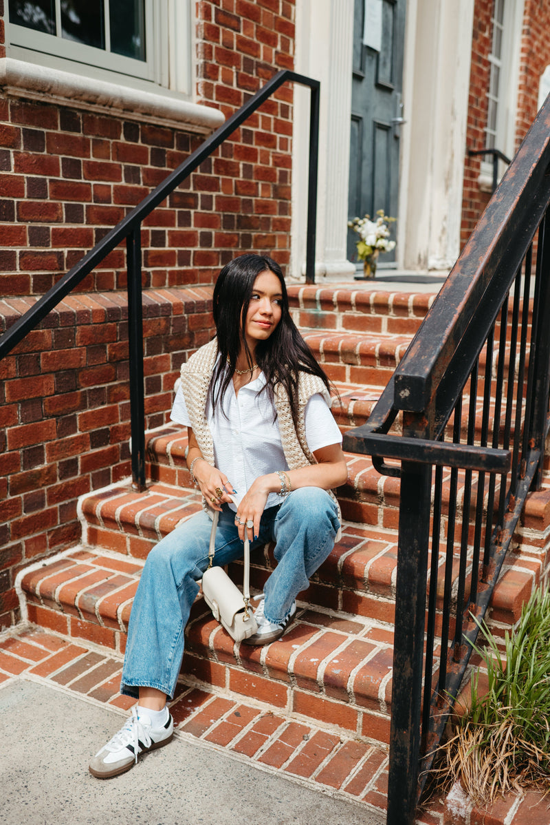 Seersucker Top-Tops/Blouses-Uniquities