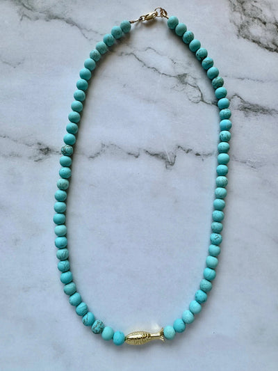 Ashia Beaded Fish Necklace-Jewelry-Uniquities