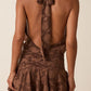 Embossed Backless Mini Dress-Dresses-Uniquities