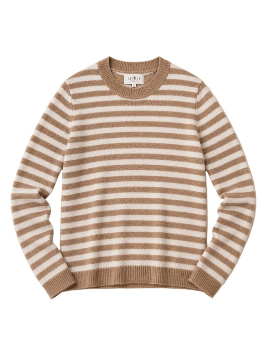Gemma Cashmere Striped Crew-Sweaters-Uniquities