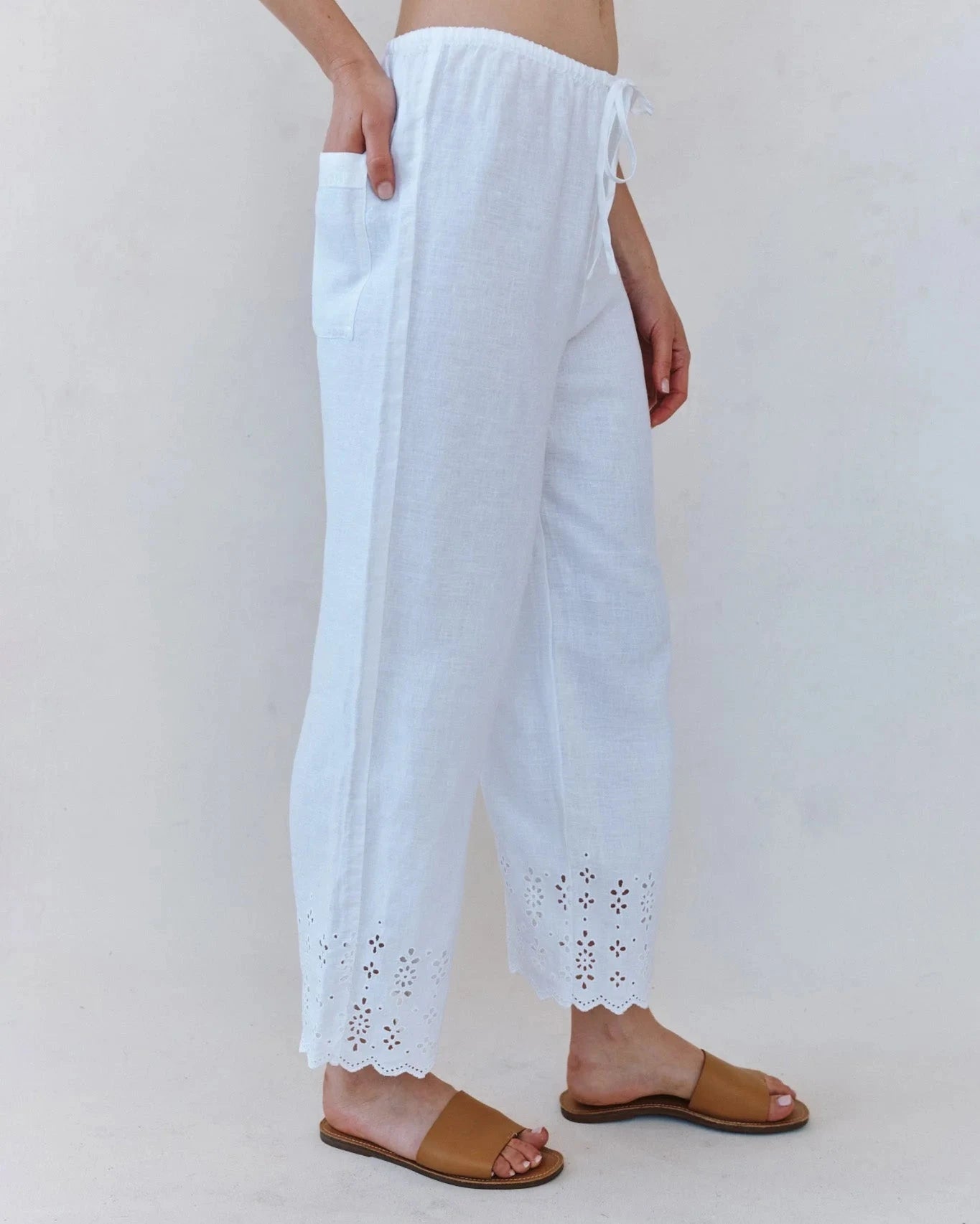 Beach Crop Embroidered Pant-Bottoms-Uniquities