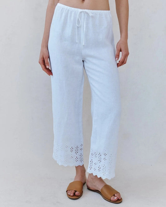 Beach Crop Embroidered Pant-Bottoms-Uniquities