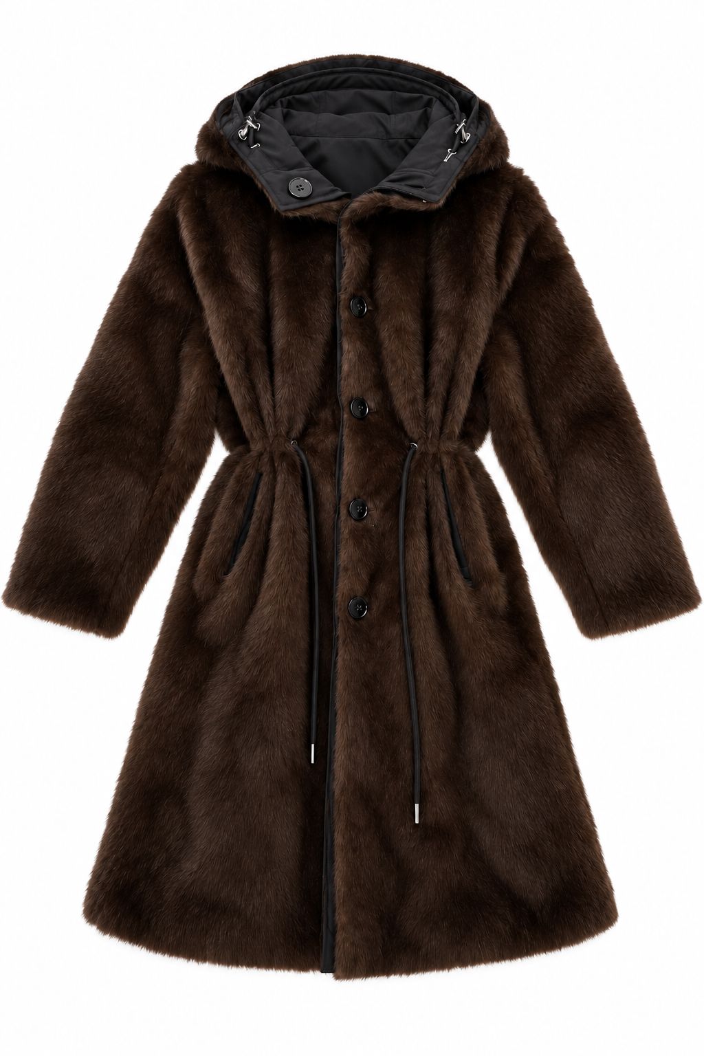Hooded Nylon Coat with Fur by Lou Andrea - Image 1