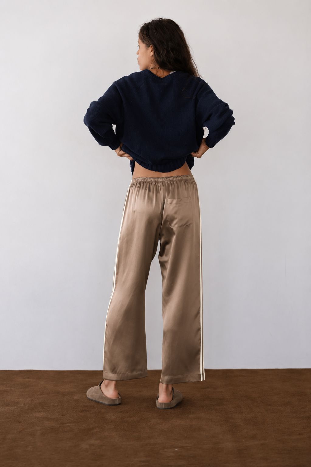 Silk Stripe Crop Pant Bottoms Donni 