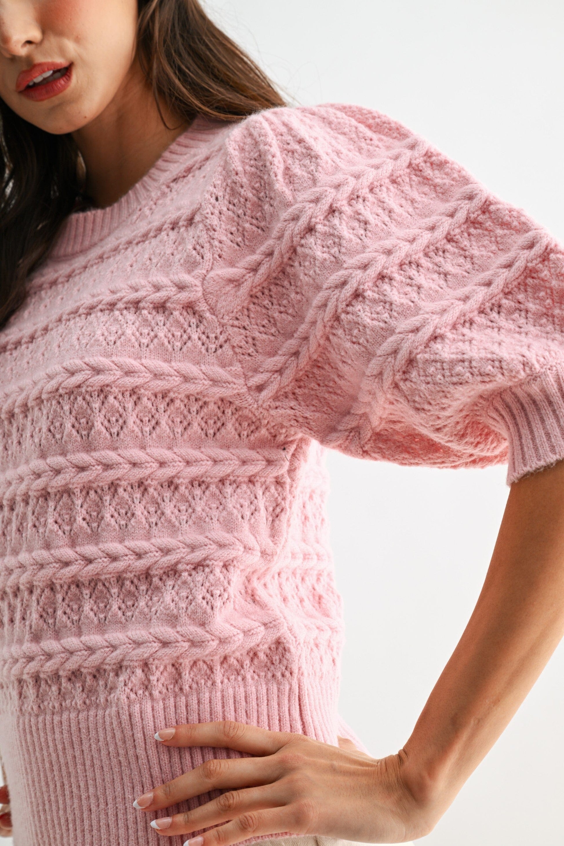 Kaelia Short Sleeve Sweater-Tops/Blouses-Uniquities