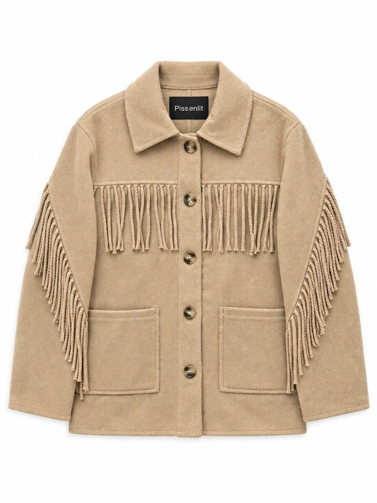 Fringe Cashmere Jacket-Jackets-Uniquities