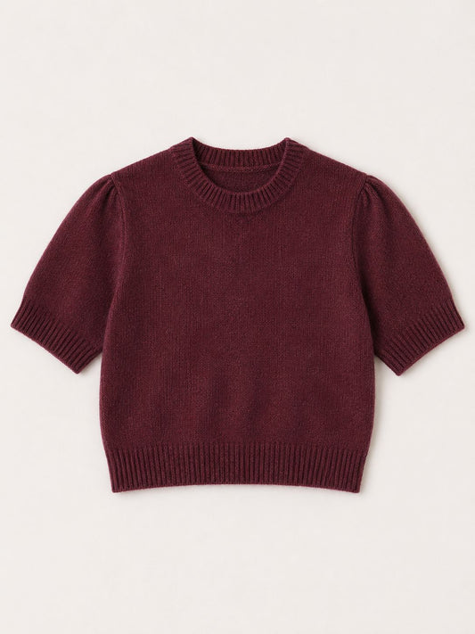 Short Sleeve Cropped Crew-Sweaters-Uniquities