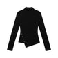 Assymetrical Button Rib-Sweaters-Uniquities