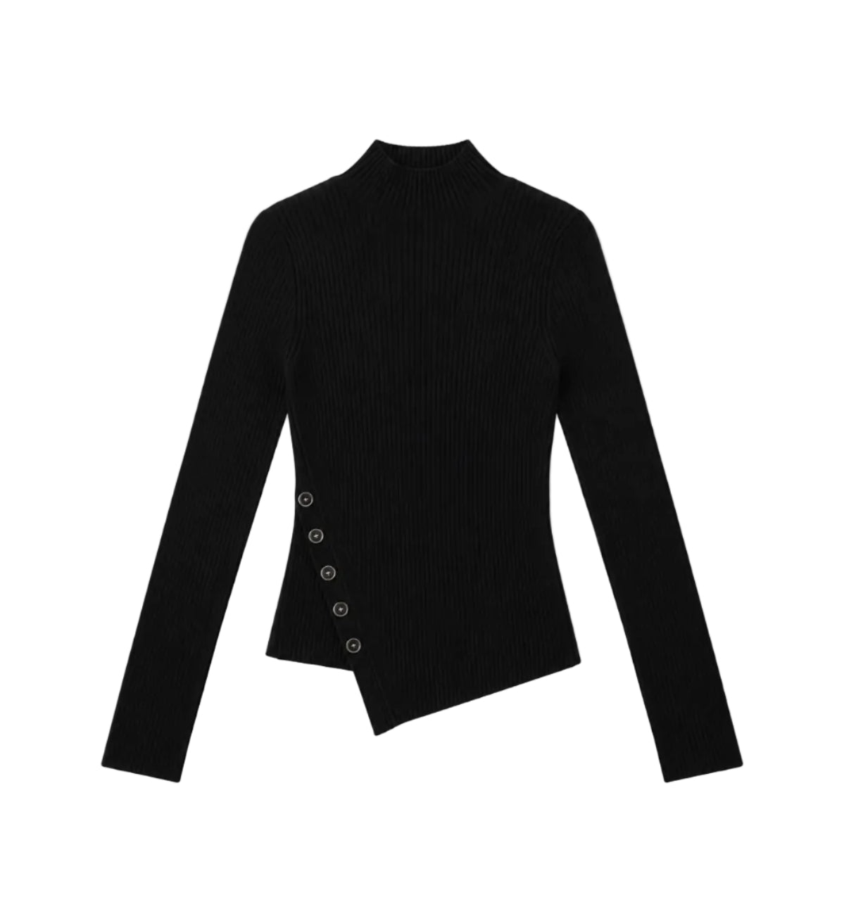 Assymetrical Button Rib-Sweaters-Uniquities