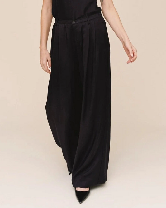 Double Pleat Wide Leg Pant-Bottoms-Uniquities