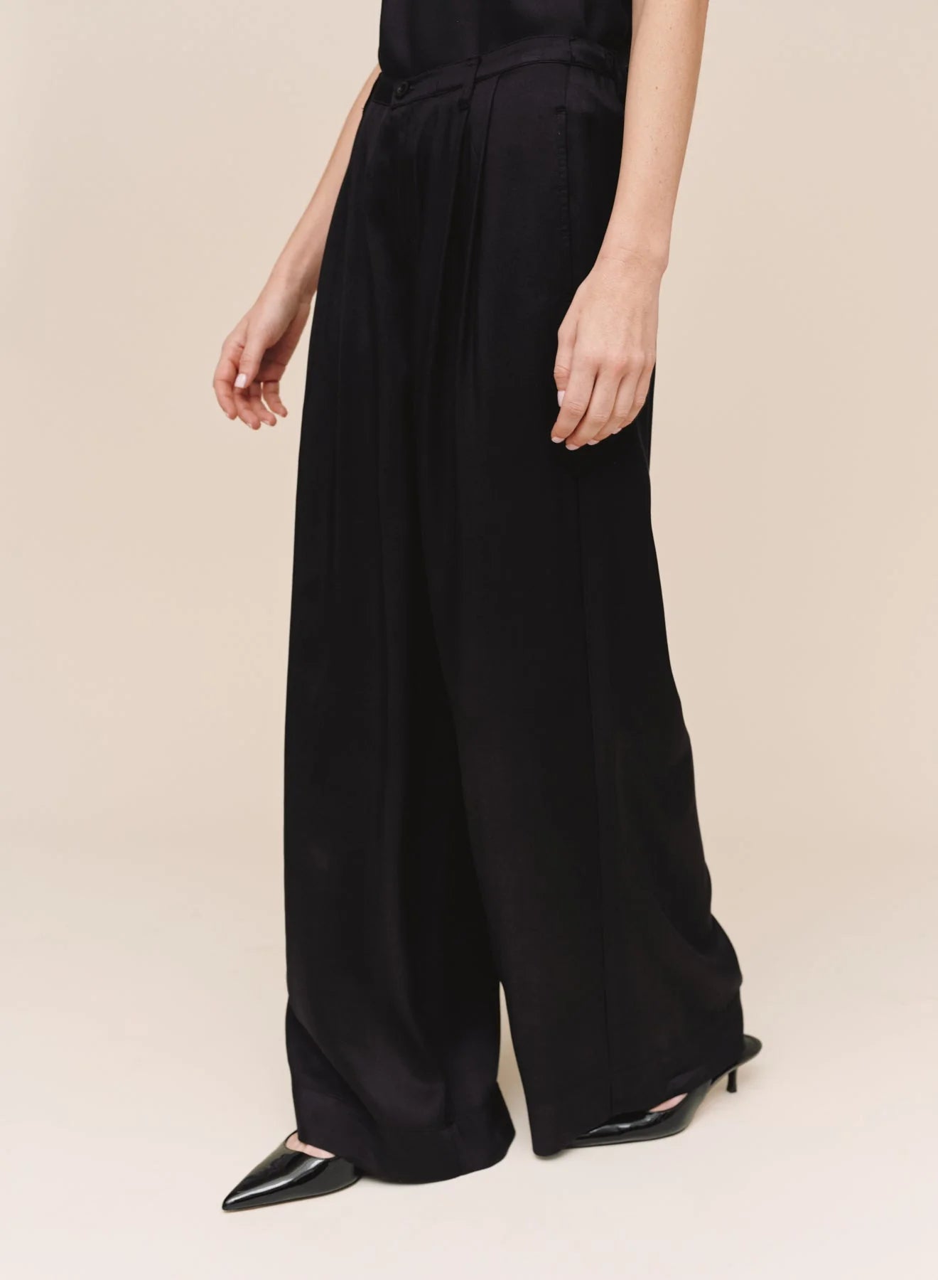 Double Pleat Wide Leg Pant-Bottoms-Uniquities