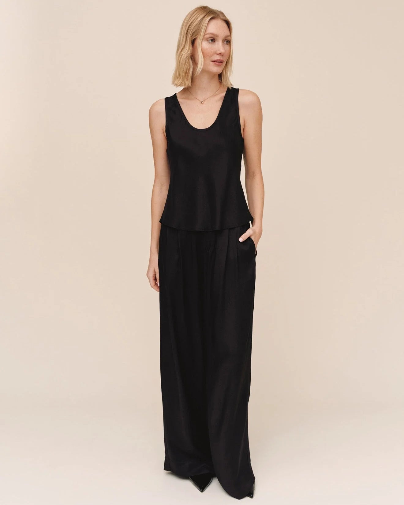 Double Pleat Wide Leg Pant-Bottoms-Uniquities