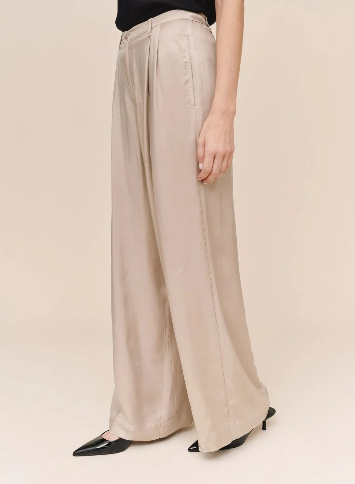 Double Pleat Wide Leg Pant-Bottoms-Uniquities