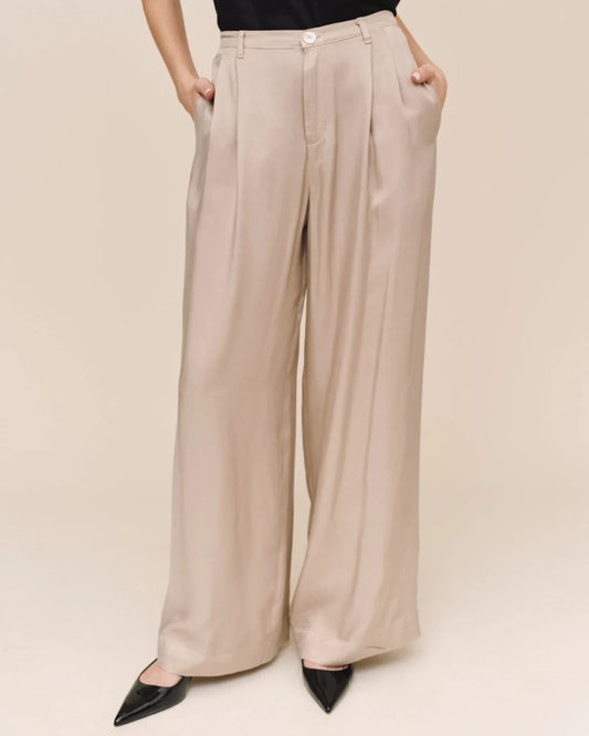 Double Pleat Wide Leg Pant-Bottoms-Uniquities