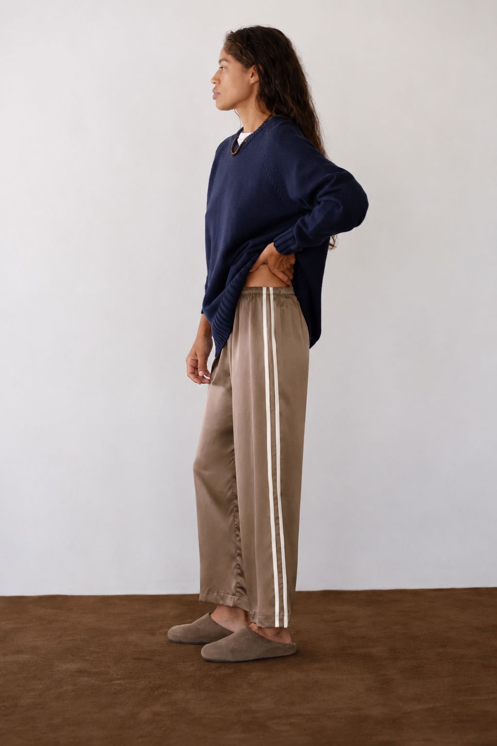 Silk Stripe Crop Pant Bottoms Donni 