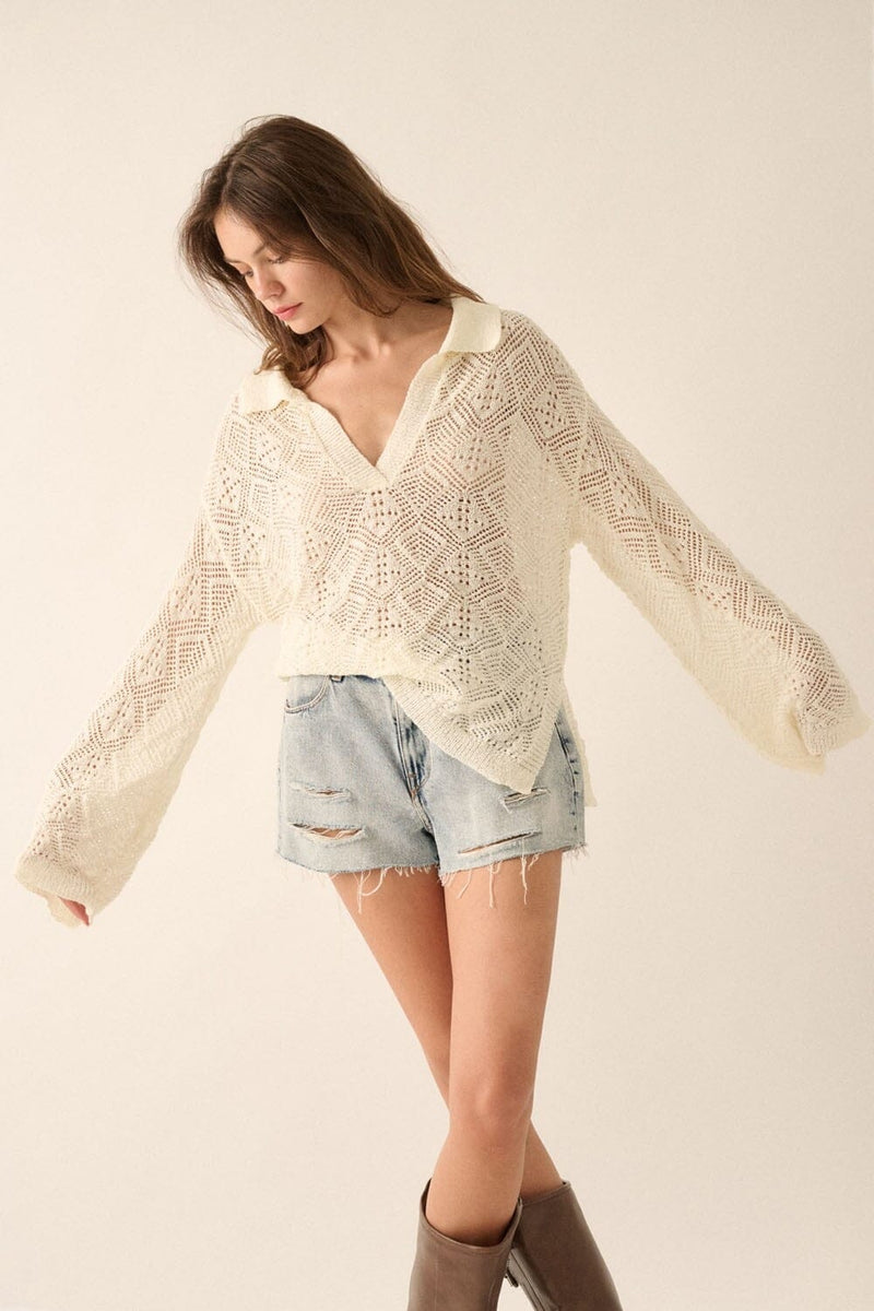 Talia Crochet Sweater Top-Sweaters-Uniquities