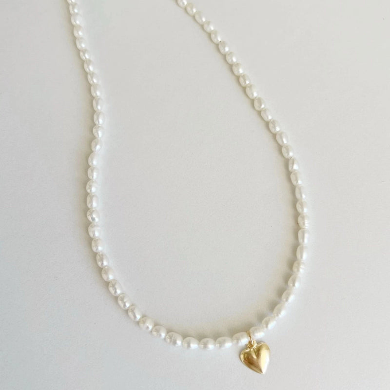 Kassandra Heart Pearl Necklace-Jewelry-Uniquities