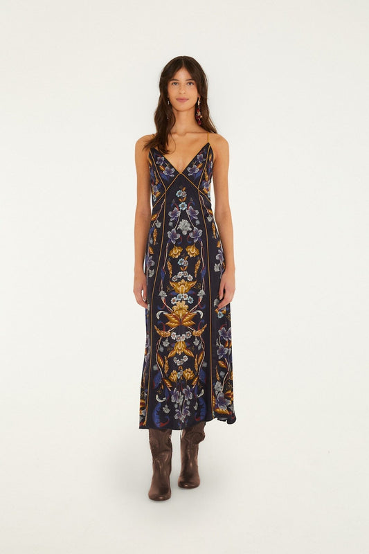 Golden Nature Maxi Slip Dress-Dresses-Uniquities
