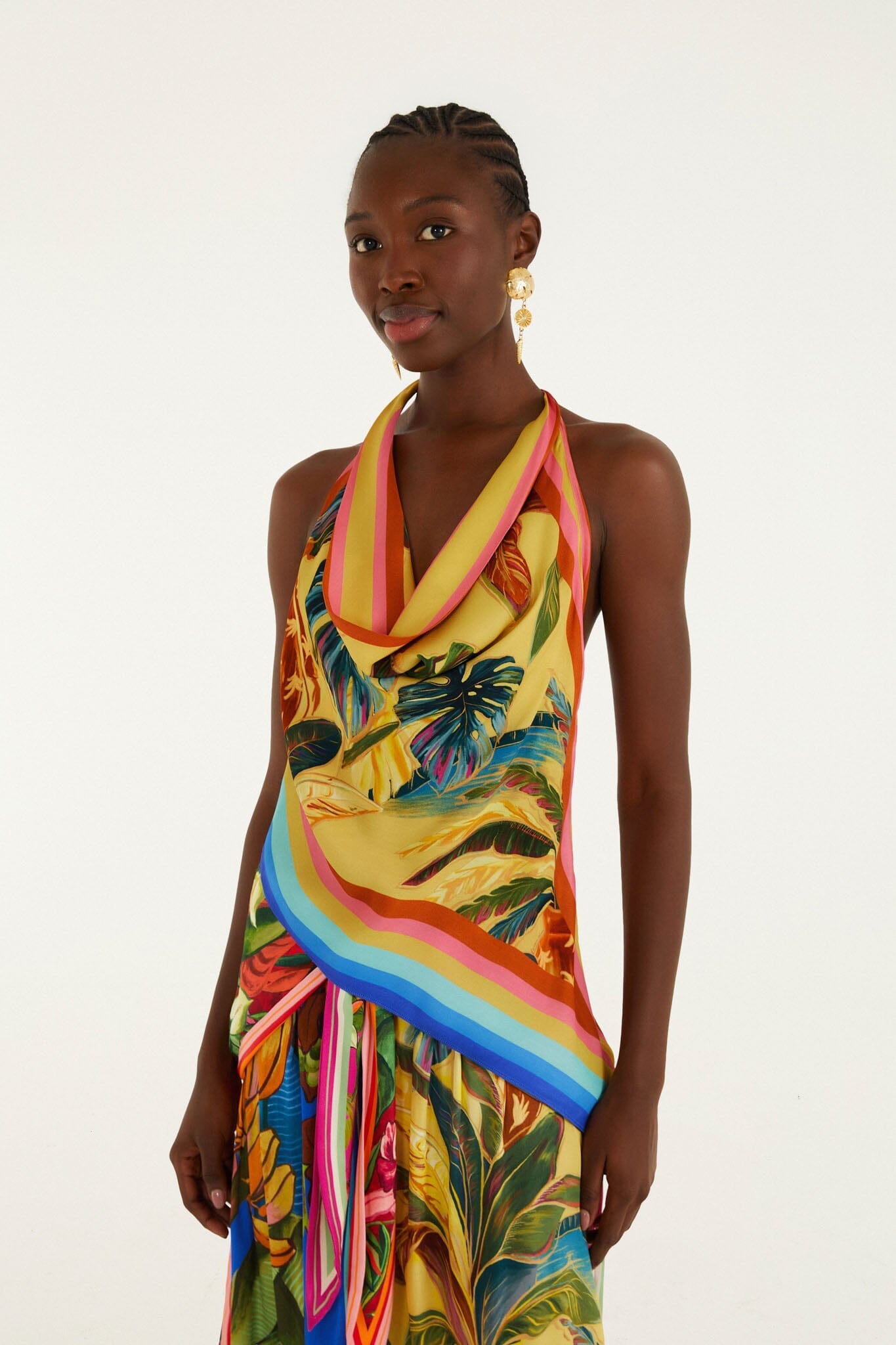 Rainbow Summer Scarf Blouse-Tops/Blouses-Uniquities