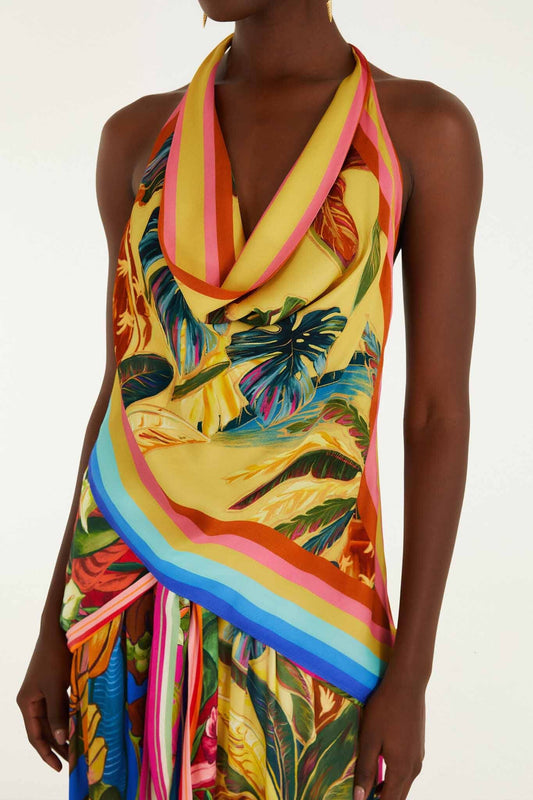 Rainbow Summer Scarf Blouse-Tops/Blouses-Uniquities
